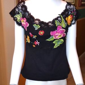 Julie G. S Black W/Floral Stitched Sequined&Beaded